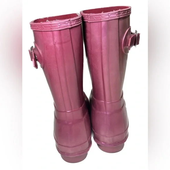 Hunter original short nebula women’s rain boot iridescent hayes burgundy size 7 - Picture 5 of 9
